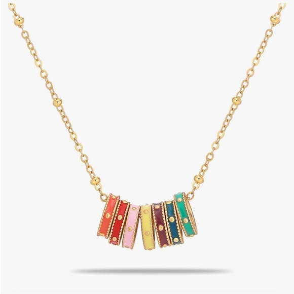14k dainty enamel rings necklace luxury look necklace with designer style - Picture 1 of 4